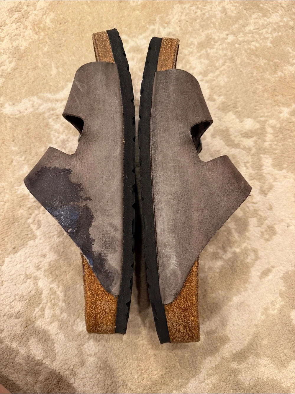 Birkenstock  Arizona Dark Flat Sandals Grey Size 41